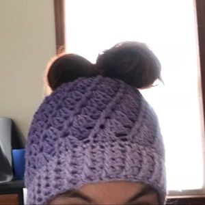 Handmade messy bun hats